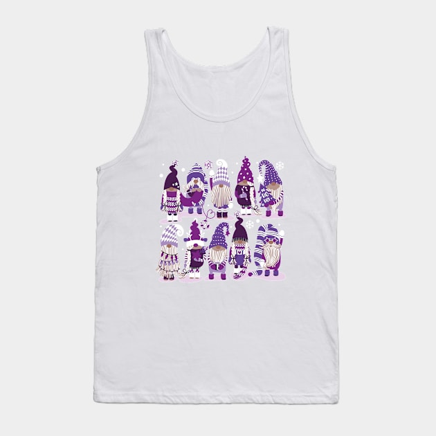 Let it gnome // spot // monochromatic violet little Santa's helpers preparing for Christmas Tank Top by SelmaCardoso